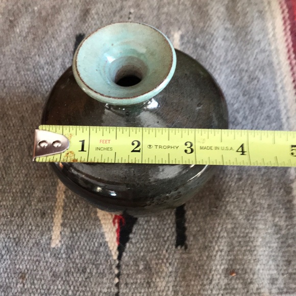 Vintage Glazed Redware Vase - Picture 8 of 9